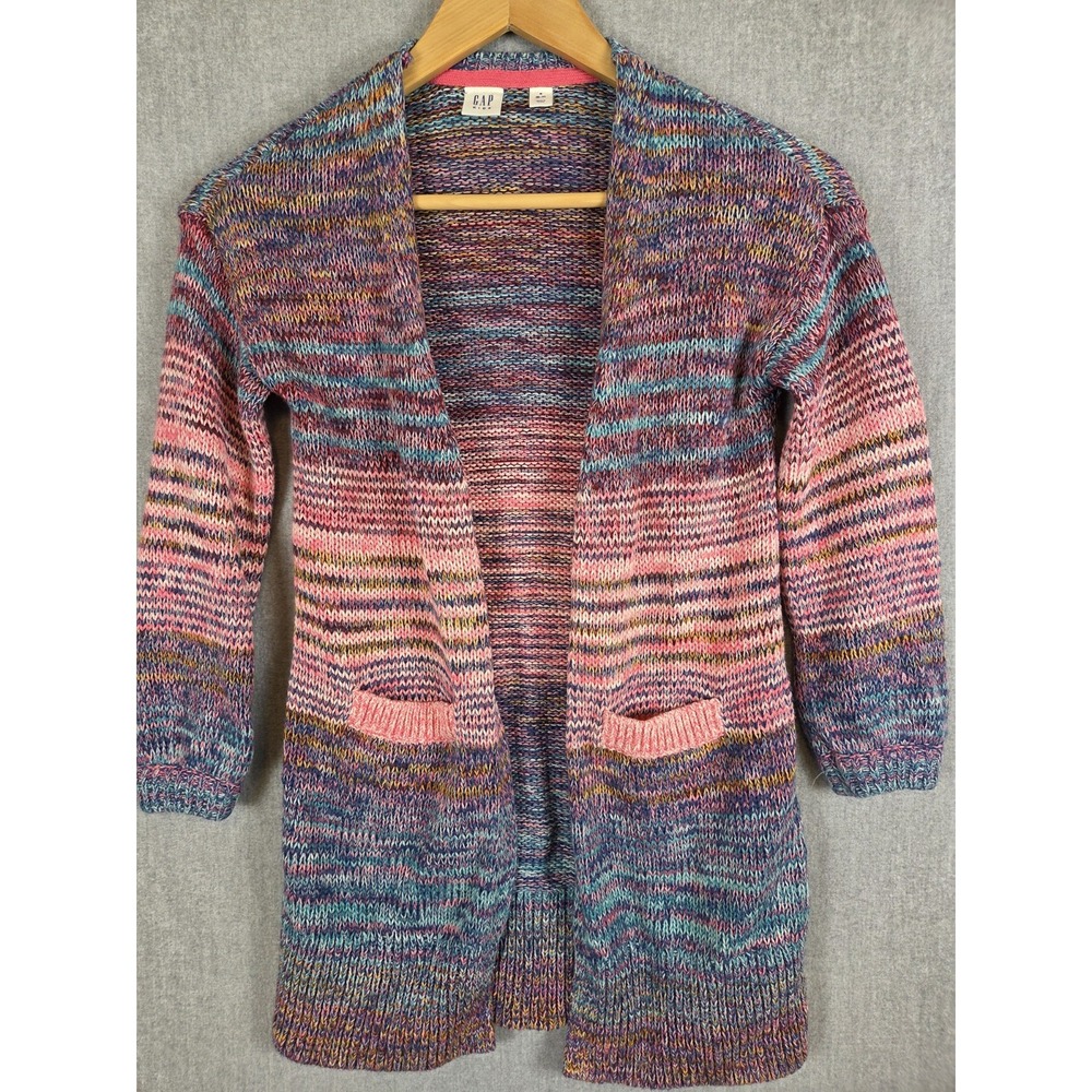 Gap Kids Open Cardigan Sweater Marble Ombre Girls S 6-7 Primrose Boho Hippie Y2K
